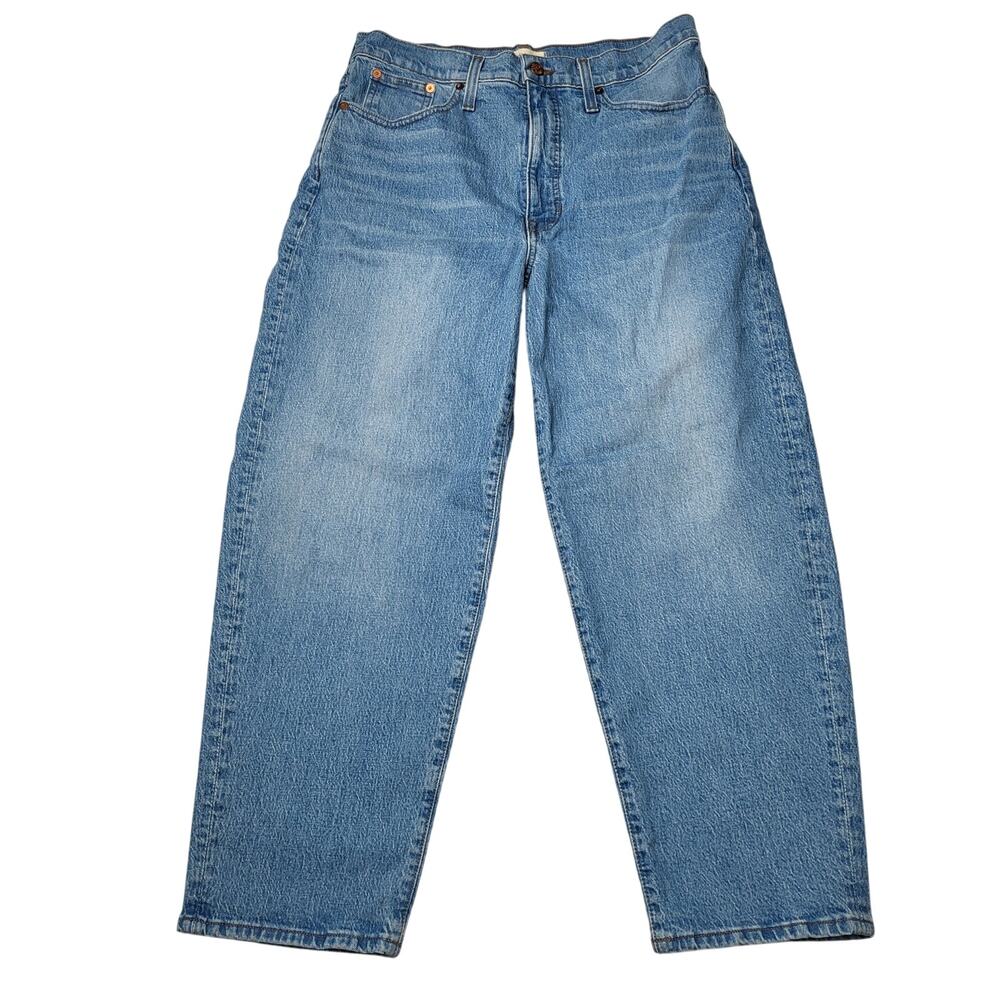 Madewell Balloon Jeans Cropped Medium Light Wash Baggy Curved Barrel Leg 29 - Picture 3 of 11